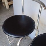 2 bar top stools metal chrome design 1980