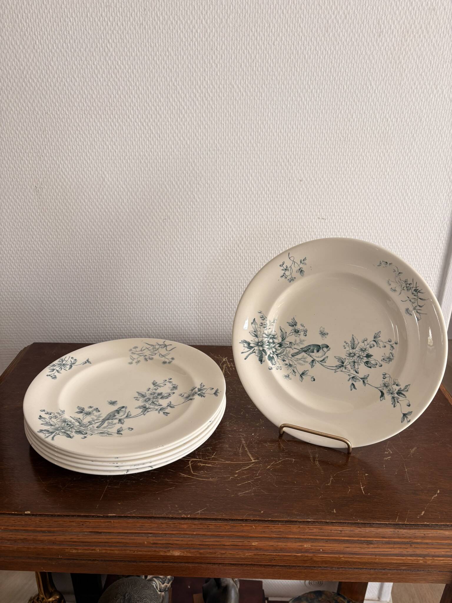 Lot 6 Plate Plates Faience Longwy Model Mignon