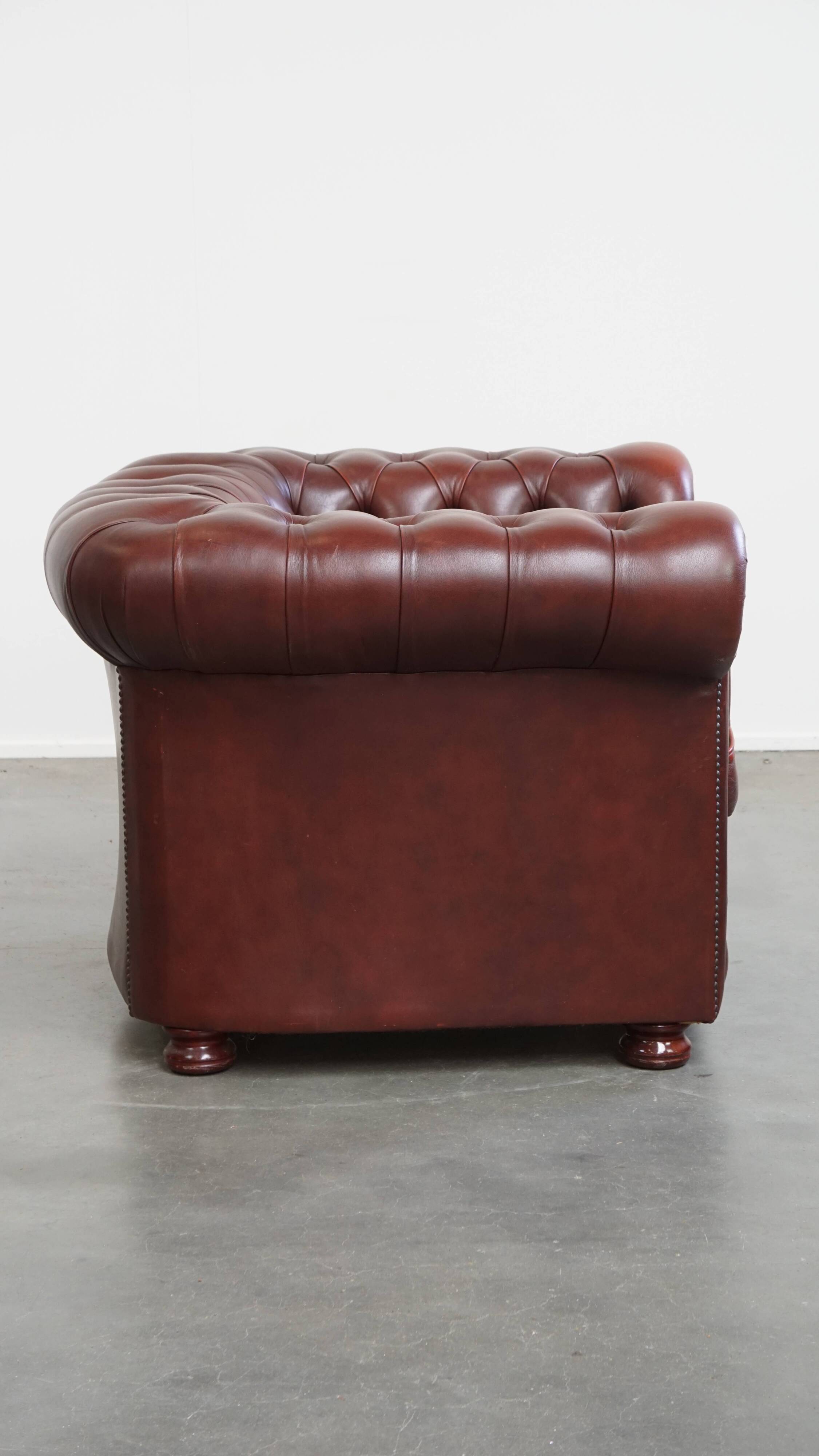 English Cowhide Leather Chesterfield Armchair