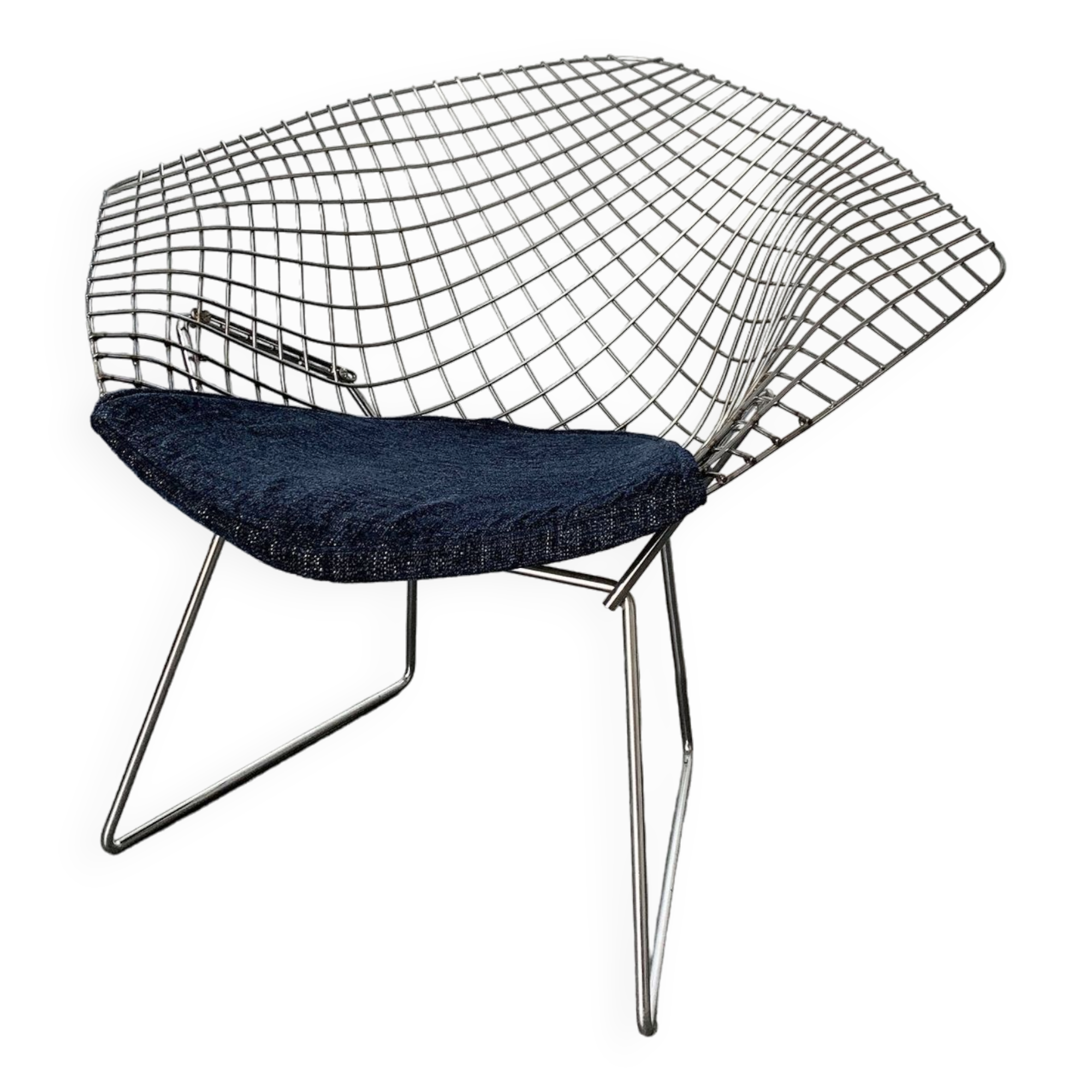 Fauteuil Diamond 421 Chrome Harry Bertoia pour Knoll International, 1970-80