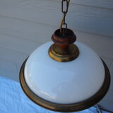 Suspension in white opaline, its edge in aged brass