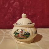 Sugar bowl or covered box Sarreguemines earthenware Obernai style