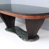 Dining Table by Vittorio Dassi with Oval Black Opaline Glass Top and Marble Base