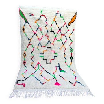 Handmade Berber wool rug: Moroccan Azilal style, colorful patterns