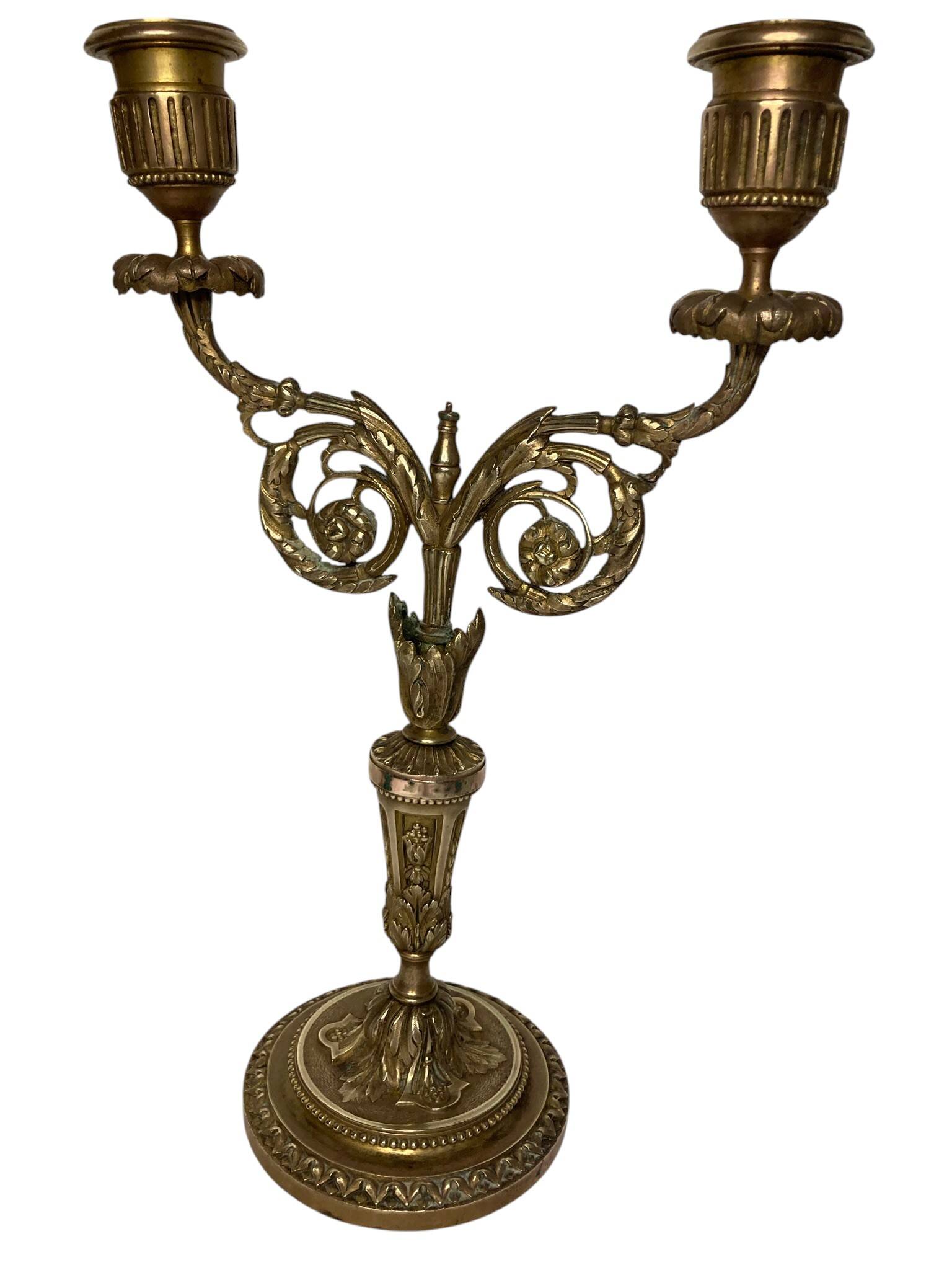 Pair of two-light candelabra in bronze, Napoleon III, late 19th century.
