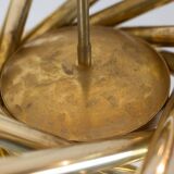 Pair of matte gold-plated brass chandeliers. Italian work from the 1970s.