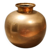 Golden brass spherical vase – Indian craftsmanship – 1980s