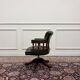 Chaise de bureau Chesterfield anglaise, chaise de capitaine, verte.