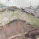 Old painting oil on cardboard peasant village