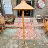 Wicker and rattan floor lamp circa 1960