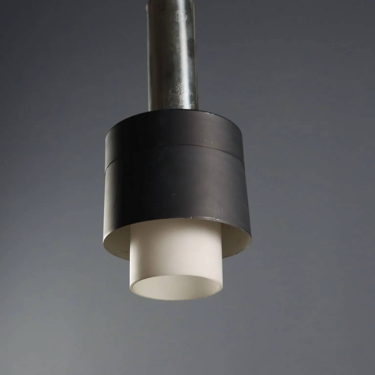 Vintage aluminium and glass chandelier, design, Italy, 1960s