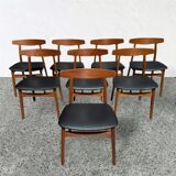 Set of 8 chairs by Henning Kjaernulf, 1960