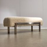 White Fur and Steel Bench