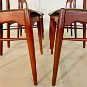 Danish vintage Arne Wahl Iversen teak and leather dining chairs model 26 - 1960s