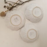 3 white ceramic flower cups