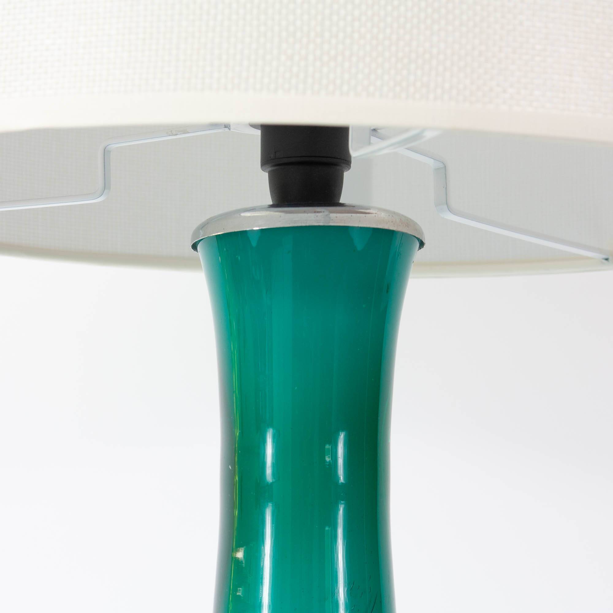 Vintage 1960s Portuguese Turquoise Opaline Glass Table Lamp