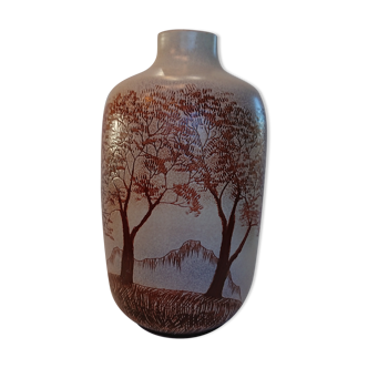 Vase vintage en céramique signé serra