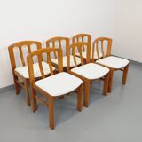 Set of 6 vintage chairs in elm wood and bouclé fabric from the 70s
