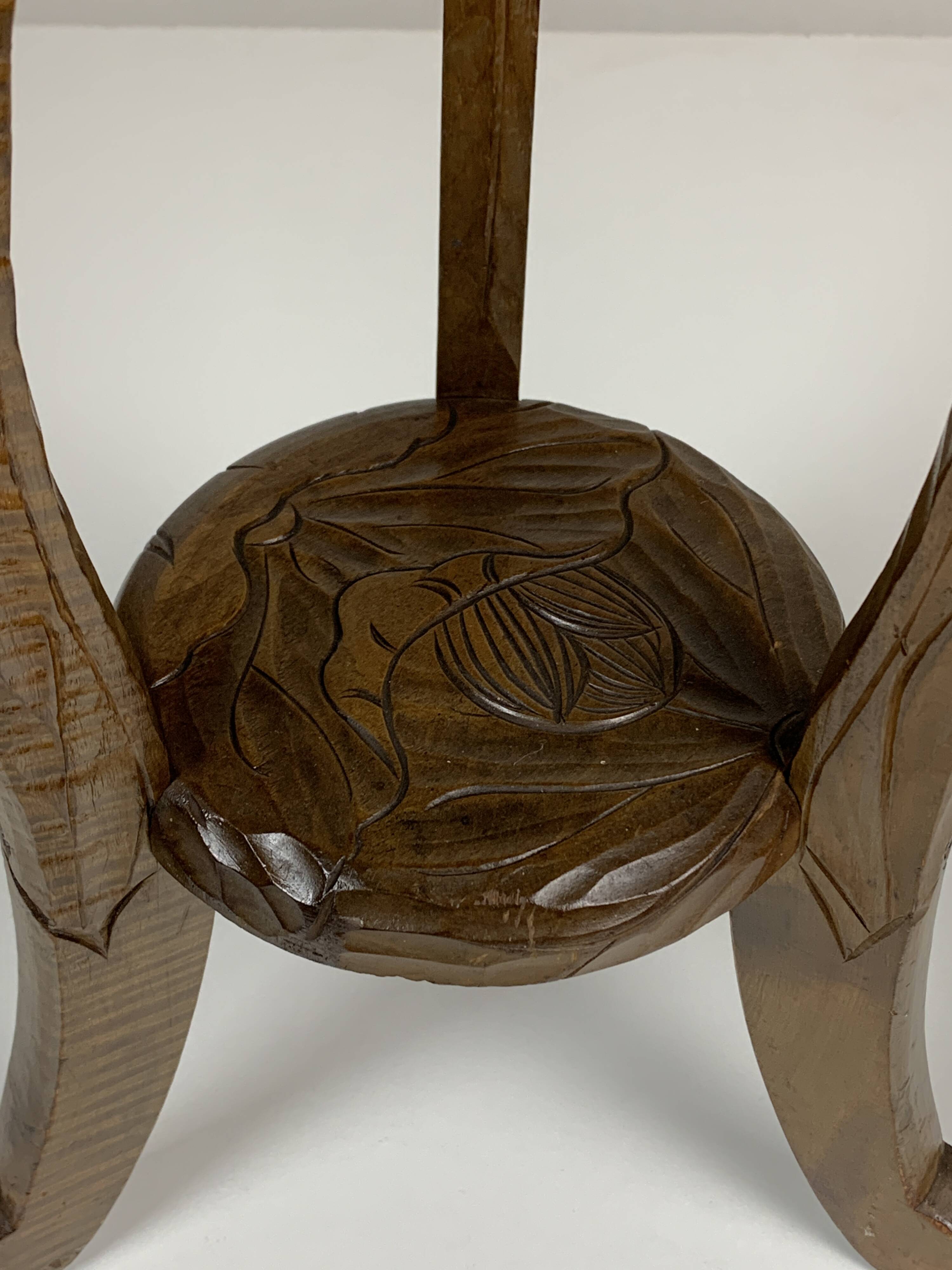 Arts & Crafts Japanese Hand Carved Side Table for Liberty London, 1905