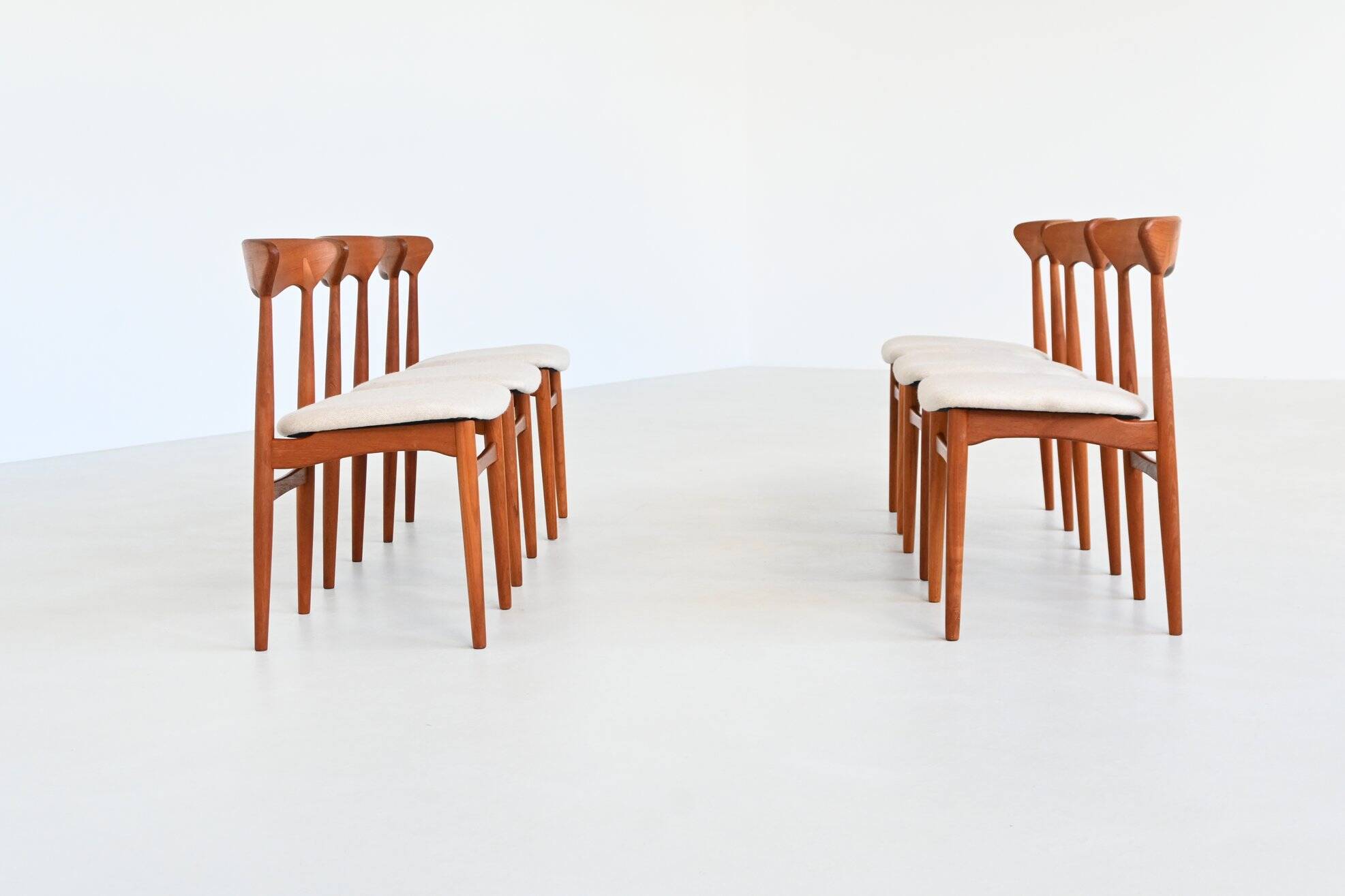 Ensemble de six chaises de salle à manger en teck de Christian Linneberg, Danemark, 1960