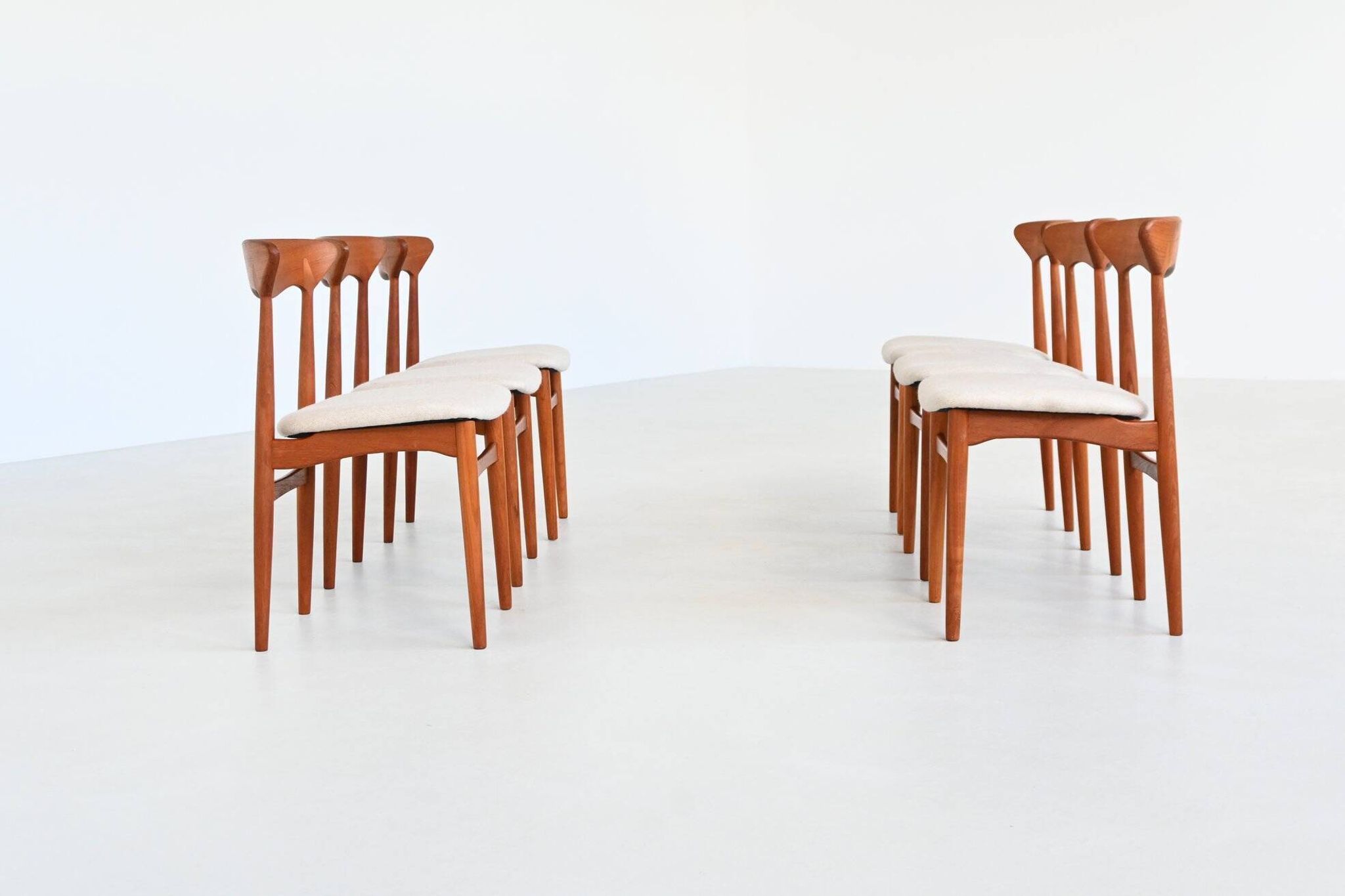Christian Linneberg set of six dining chairs in teak Denmark 1960