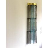 Ensemble de 2 appliques murale contemporaine en verre de murano gris et bleu clair « tronchi »