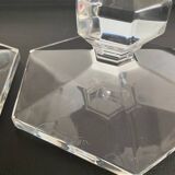 Pair of Val Saint Lambert crystal candle holders
