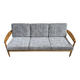 Grey fabric and wood 3 seat sofa 1960s