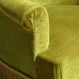 Paire de fauteuils crapauds en velours vert