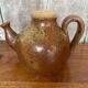 Antique brown beige pyrite stoneware teapot + vintage cork stopper