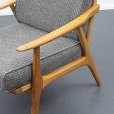 1950s armchair in restored cherry wood, two available