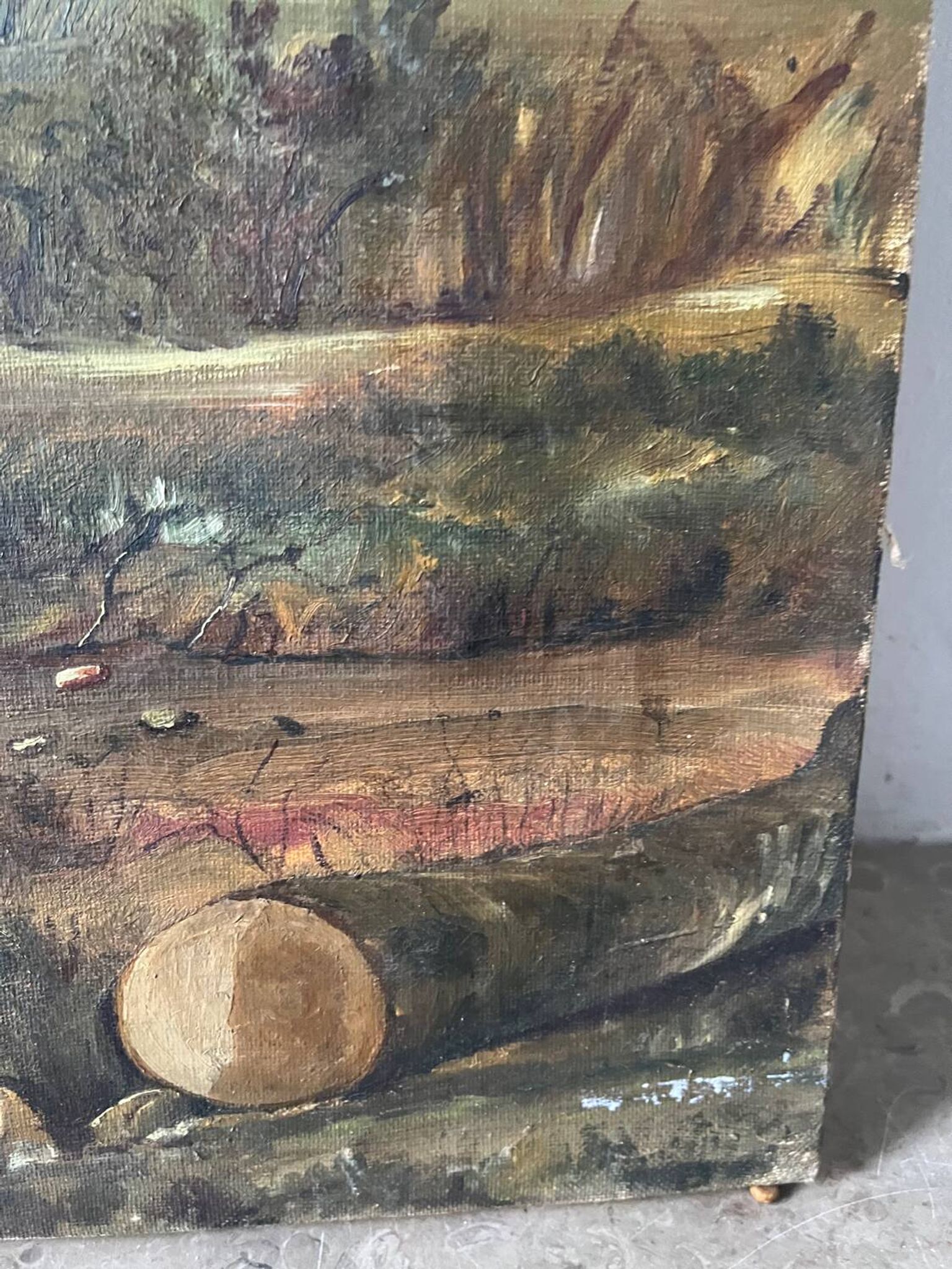 Paysage de printemps avec arbre, signé