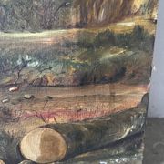 Paysage de printemps avec arbre, signé