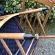 4 vintage Roche Bobois chairs from the 80s in beech with woven seats in blue fabric.