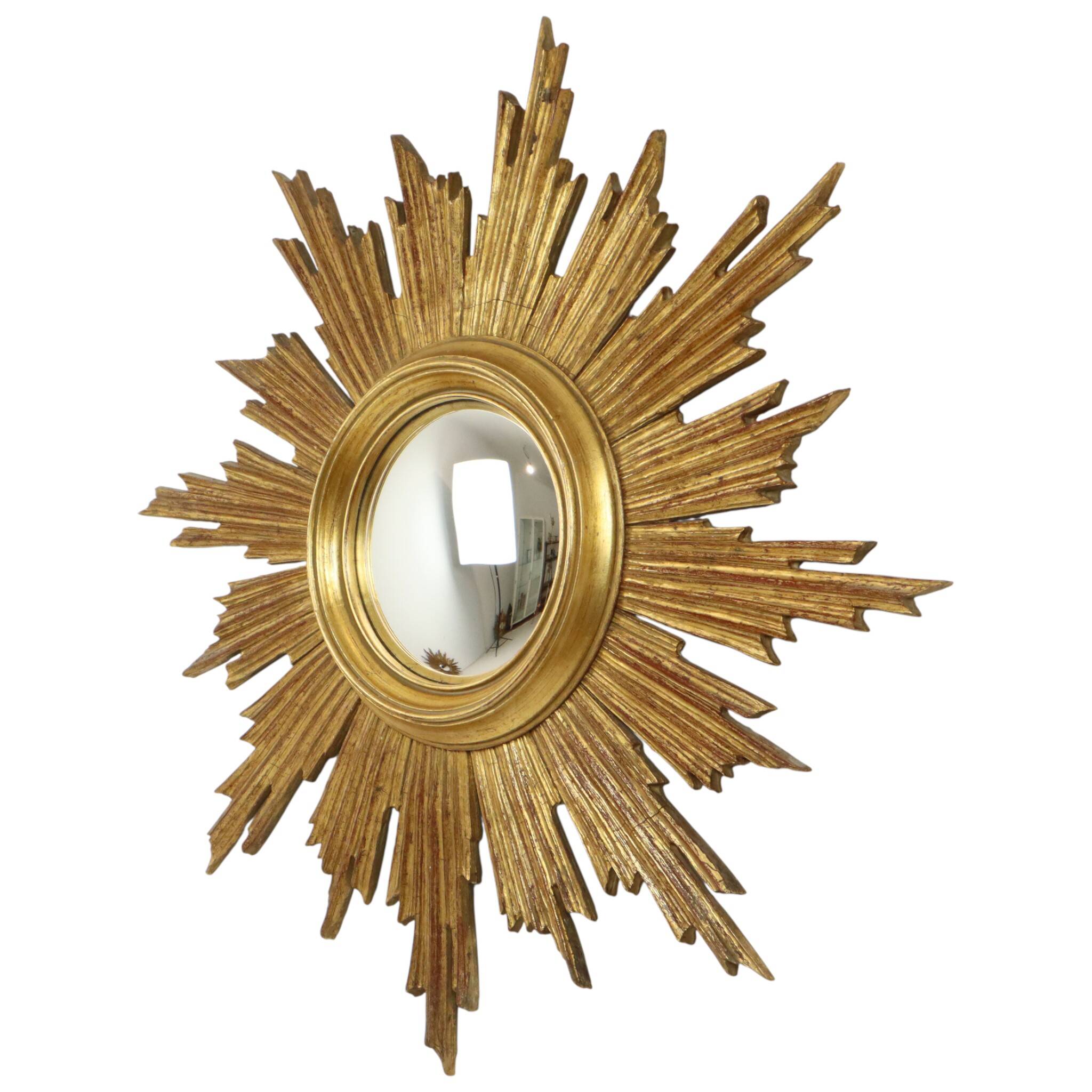 Large Deknudt Sunburst Gold Leaf Sun Mirror Sixties