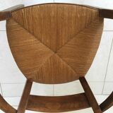 Wood and straw armchair from the 70s