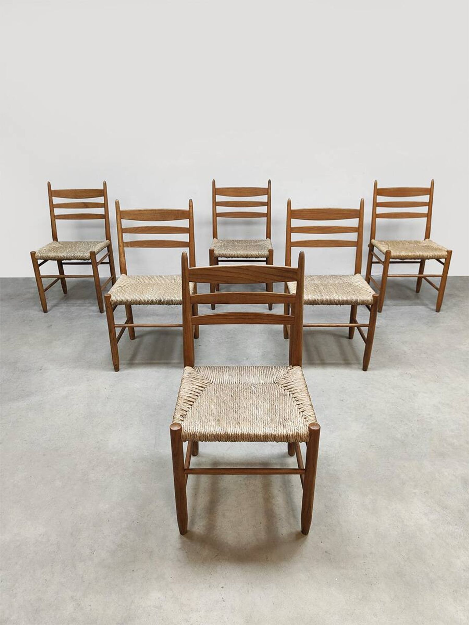 Midcentury modern raffia dining chairs vintage 1960
