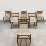 Midcentury modern raffia dining chairs vintage 1960