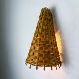 Pair of mid-century rattan wall shades, Italy, circa 1960s