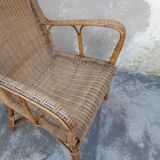 Fauteuil en osier ancien années 50
