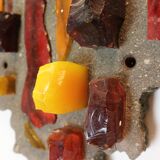 set of two Mod Glass Shard and Cement Wall Art 1960s by J Avoinet