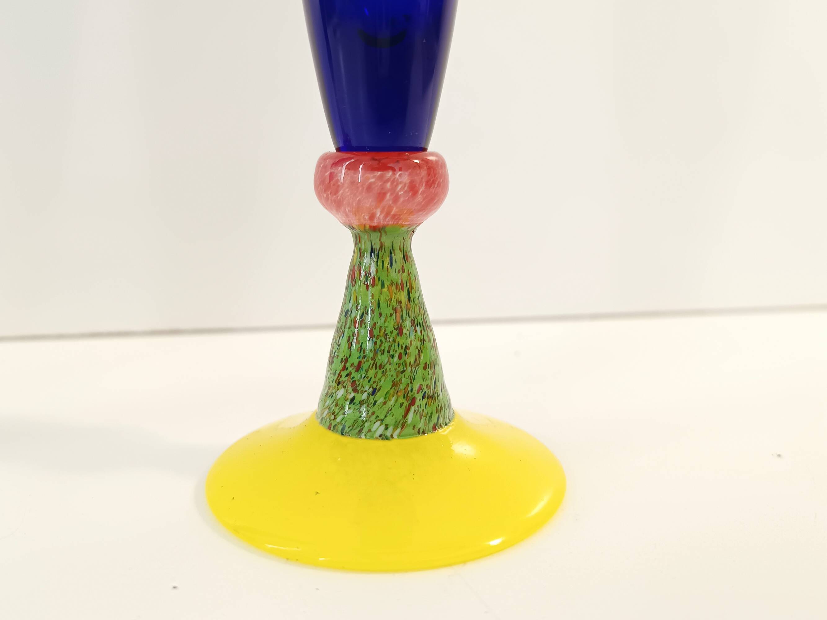 Pair of Blue Murano Glass Flutes by Bisazza & Rotella, Italy 2000