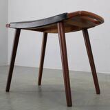 Danish mid-century teak and leatherette stool, 1960s