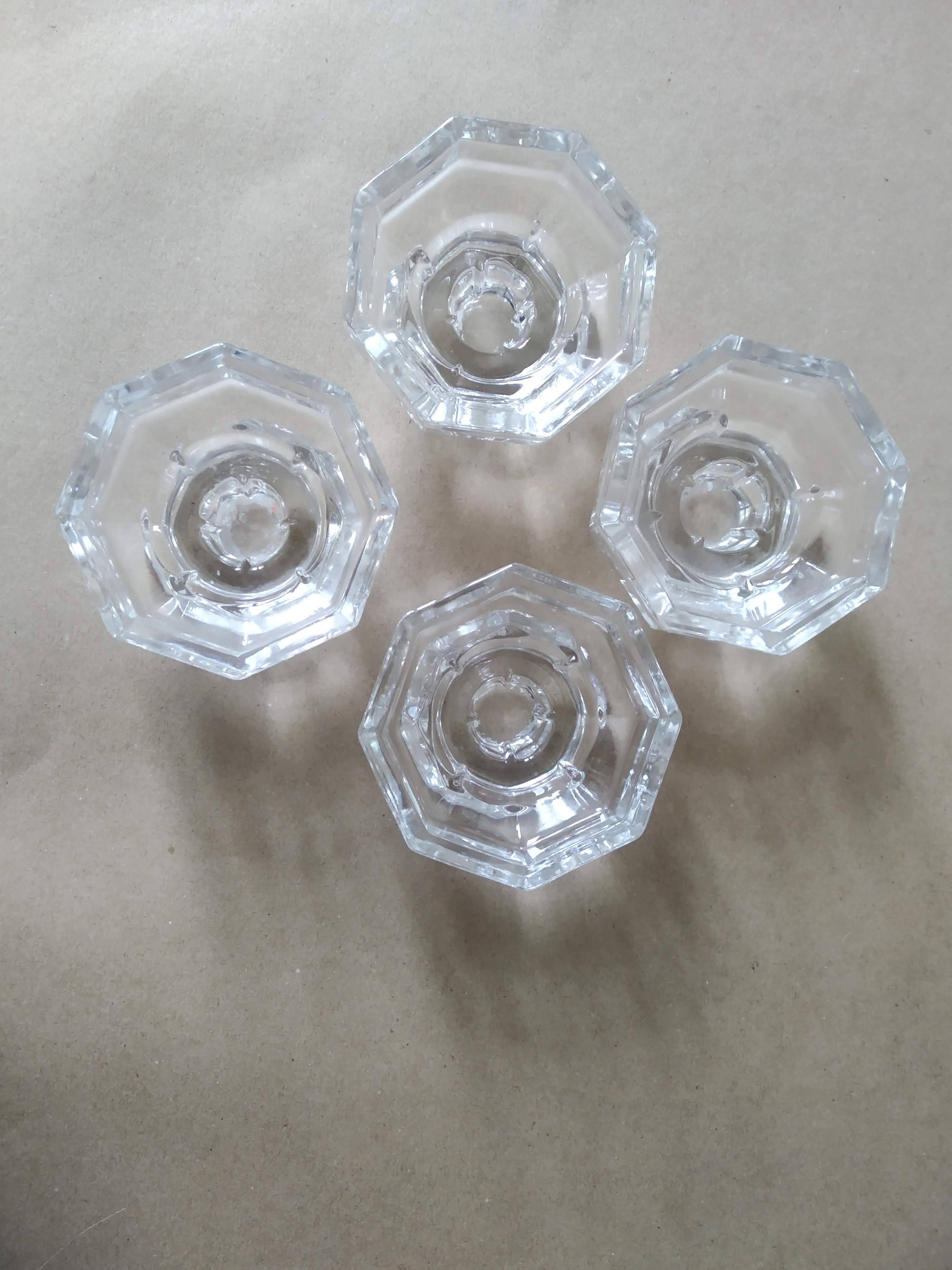 Set of 4 Art Deco style glass candle holders