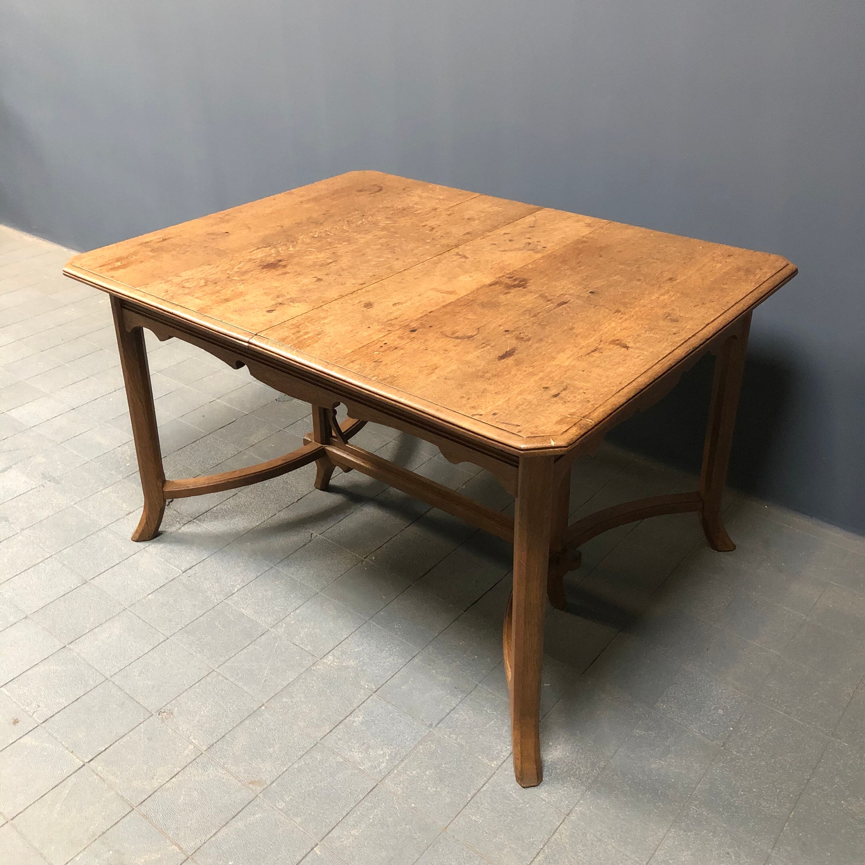 Dutch oak kitchen table in art deco style from the 1930s