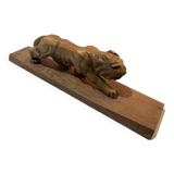 Wooden tiger sculpture