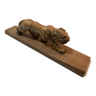 Sculpture de tigre en bois