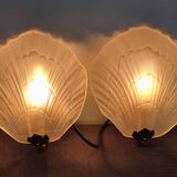 Pair of vintage shell wall lamp