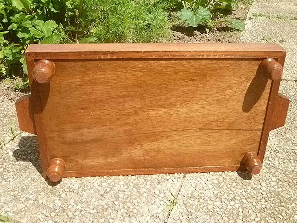 Solid wood service tray, vintage