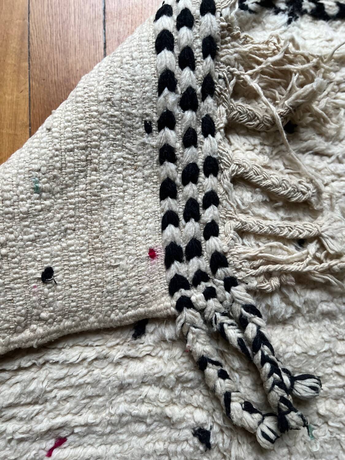 Berber Beni Ouarain handmade rug with colorful polka dots, 100% wool